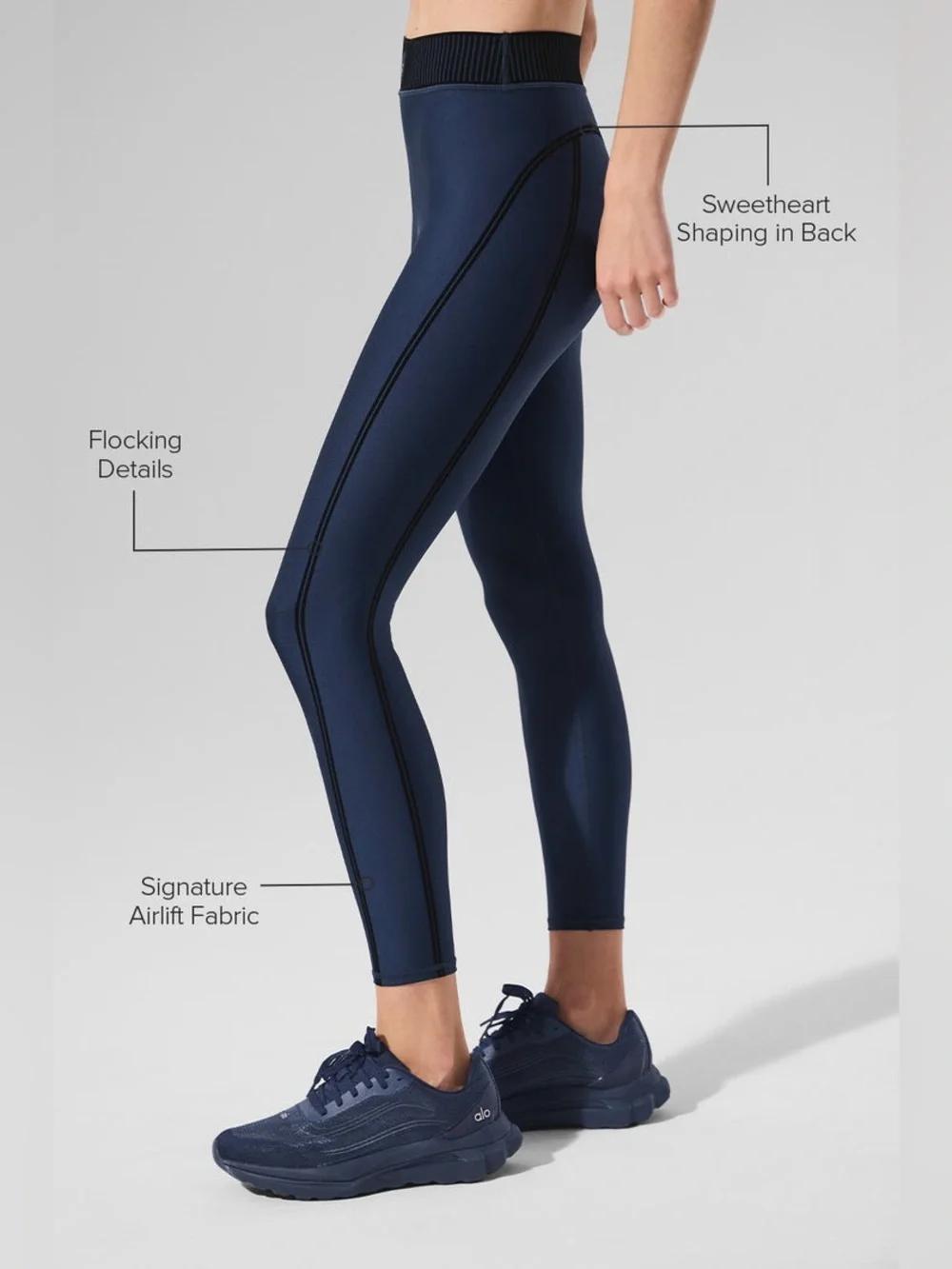 Alo Yoga Airlift High-Waist 7/8 Line Up Leggings XS navy nwt 💙 - Picture 2 of 4